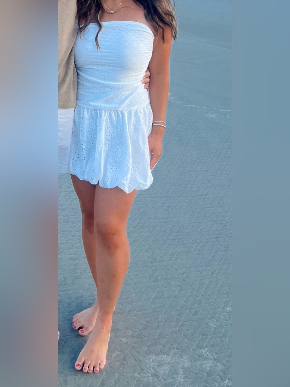 Bubble Hem Strapless Dress